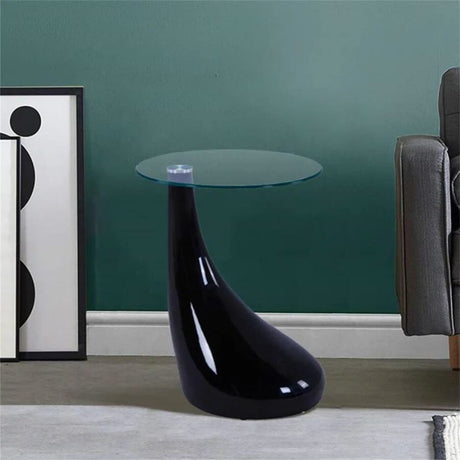 Modern-Round-Glass-Top-Side-Table-With-Tear-Drop-Style-Black-High-Gloss-Base-45cm