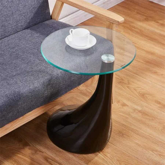 Modern-Round-Glass-Top-Side-Table-With-Tear-Drop-Style-Black-High-Gloss-Base-45cm