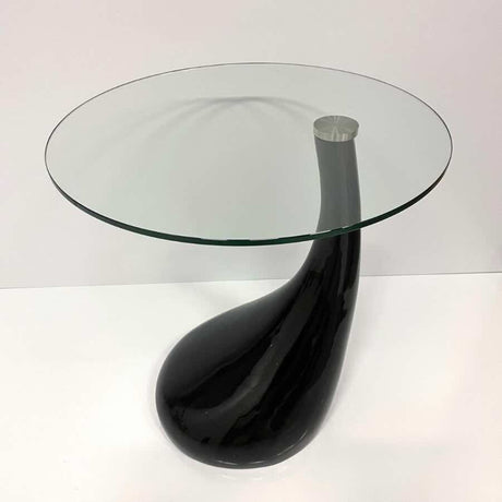 Modern-Round-Glass-Top-Side-Table-With-Tear-Drop-Style-Black-High-Gloss-Base-45cm