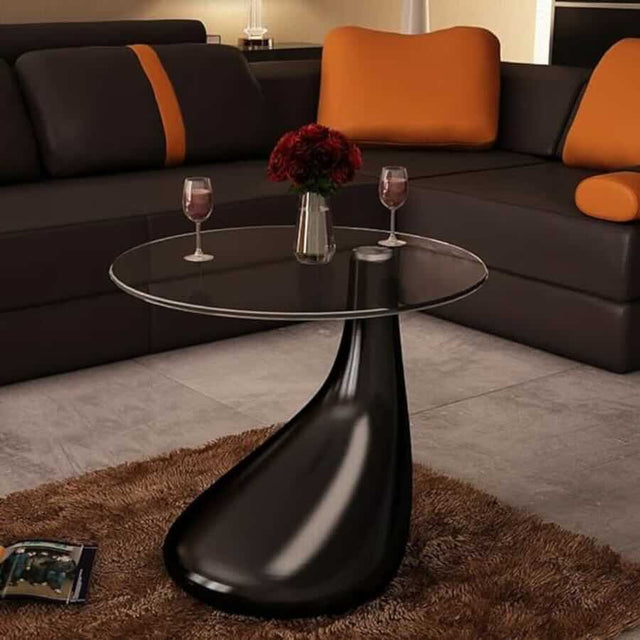 Modern-Round-Glass-Top-Side-Table-With-Tear-Drop-Style-Black-High-Gloss-Base-45cm