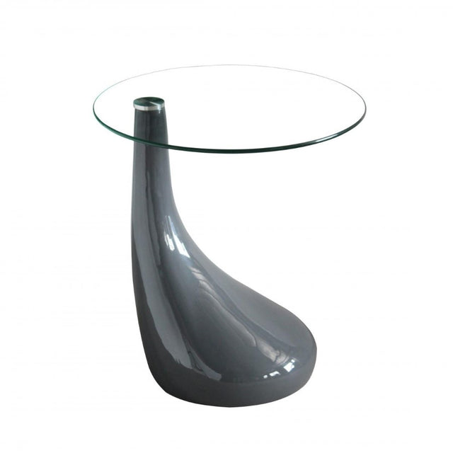 Modern-Round-Glass-Top-Side-Table-With-Tear-Drop-Style-Grey-High-Gloss-Base-45cm