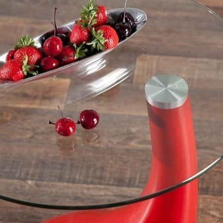 Modern-Round-Glass-Top-Side-Table-With-Tear-Drop-Style-Red-High-Gloss-Base-45cm