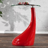 Modern-Round-Glass-Top-Side-Table-With-Tear-Drop-Style-Red-High-Gloss-Base-45cm