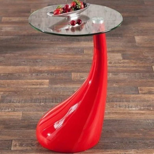 Modern-Round-Glass-Top-Side-Table-With-Tear-Drop-Style-Red-High-Gloss-Base-45cm