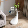 Modern-Round-Glass-Top-Side-Table-With-Tear-Drop-Style-White-High-Gloss-Base-45cm