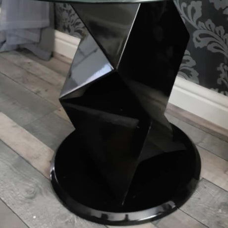 Modern-Round-Glass-Top-Side-Table-With-Unique-Geometric-Black-High-Gloss-Base-60cm