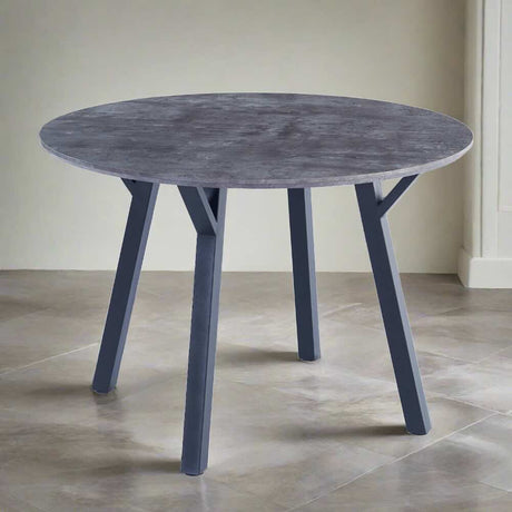 Modern-Round-Grey-Stone-Dining-Table-Set-With-4-Blue-Velvet-Dining-Chairs-110cm