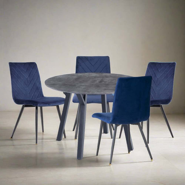 Halo Modern 4 Seater Round Grey Stone Dining Table 110cm