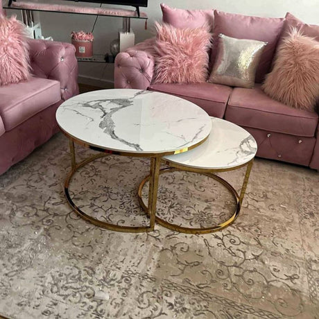 Modern-Round-Nested-White-Marble-Coffee-Tables-Gold-Base-Set-of-2