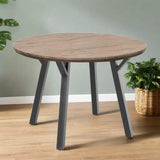 Halo Industrial 4 Seater Round Oak Dining Table 110cm