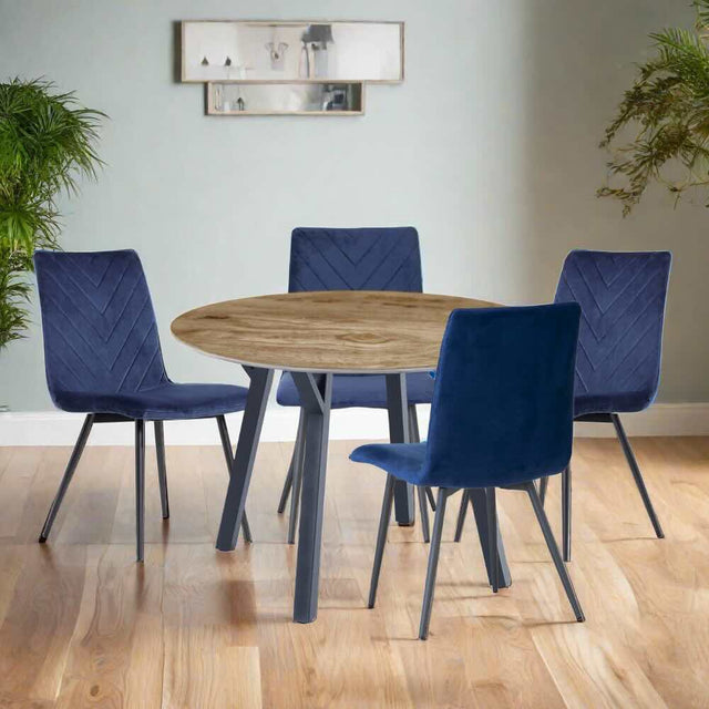 Halo Industrial 4 Seater Round Oak Dining Table 110cm