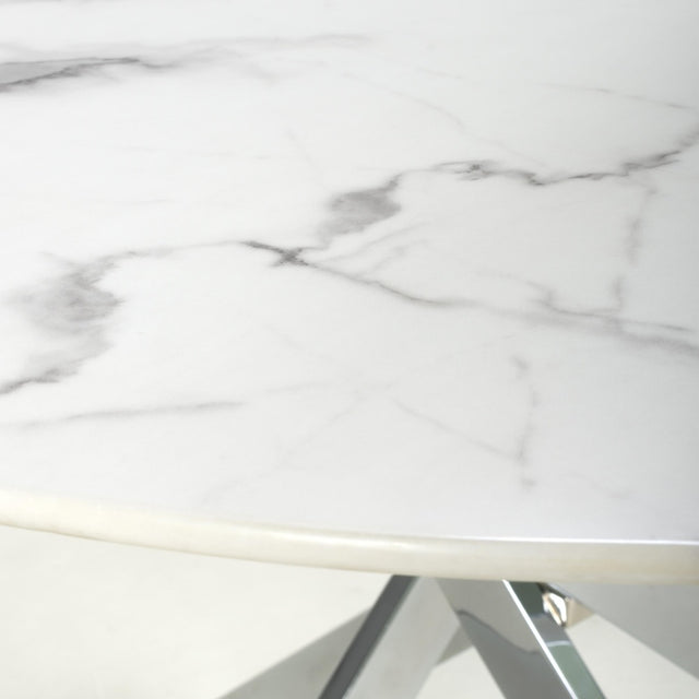 Aurelia Modern Round White Marble Dining Table 120cm