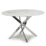 Aurelia Modern Round White Marble Dining Table 120cm