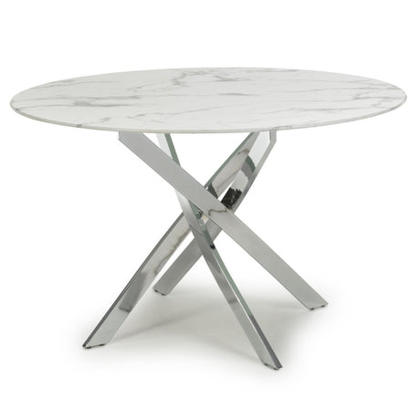 Aurelia Modern Round White Marble Dining Table 120cm