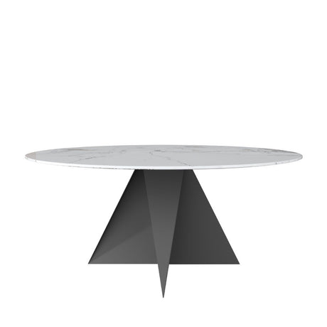 Modern-Round-White-Marble-Dining-Table-Black-Pedestal-Base-135cm