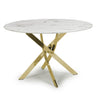 Aurelia Modern Round White Marble Dining Table 120cm Gold Base