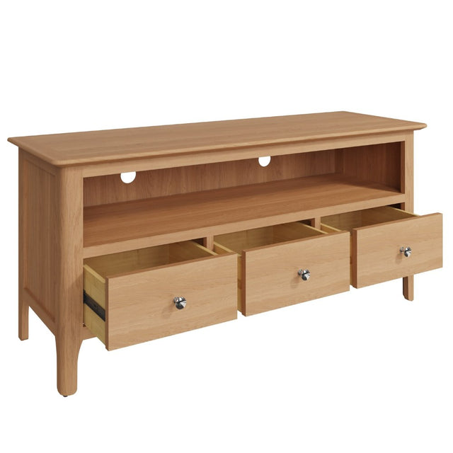 Monroe Scandinavian Style Light Oak Wood TV Stand With Storage