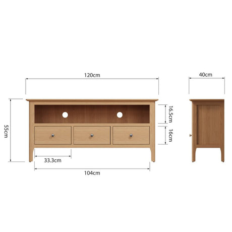 Monroe Scandinavian Style Light Oak Wood TV Stand With Storage