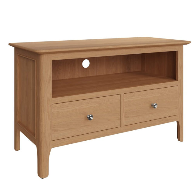 Monroe Scandinavian Style Light Oak Wood TV Stand With Storage