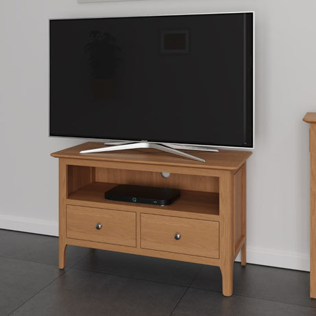 Monroe Scandinavian Style Light Oak Wood TV Stand With Storage