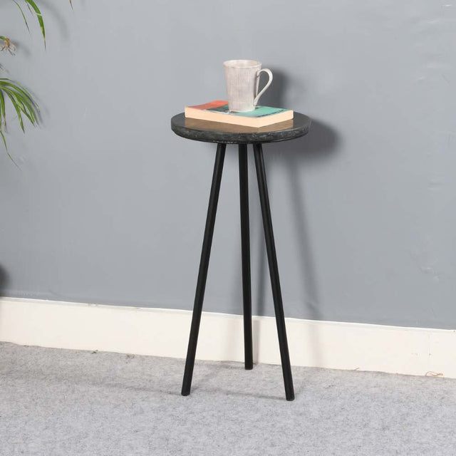 Modern-Simple-Round-Black-Marble-Side-Table-With-Black-Metal-Legs-30cm