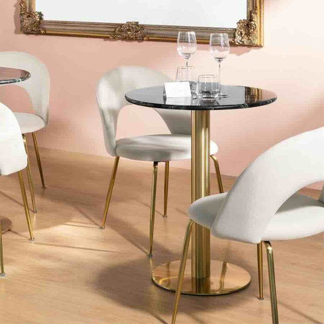 Burford Modern Small 2 Seater Round Marble Dining Table 60cm With Pedestal Base