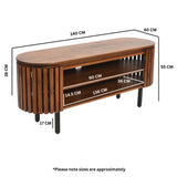 Sakura Modern Slatted Dark Mango Wood TV Stand With Storage