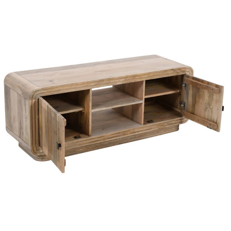 Kanso Modern Solid Mango Wood TV Stand With Storage