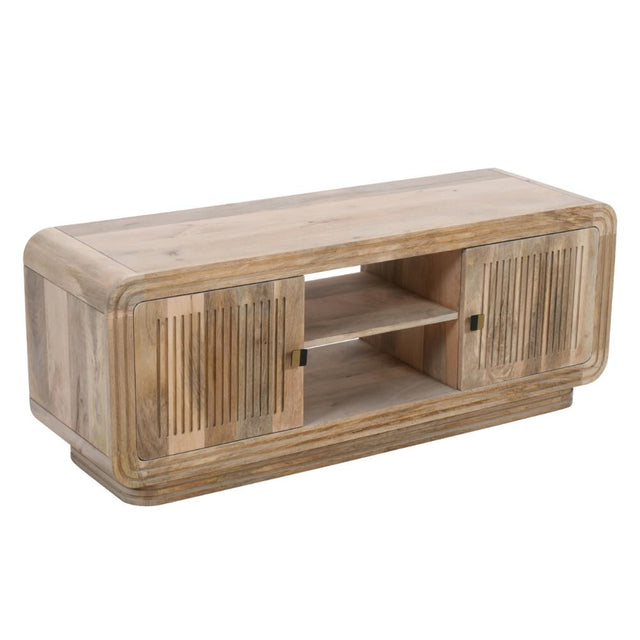 Kanso Modern Solid Mango Wood TV Stand With Storage