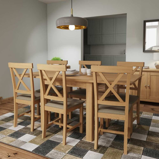 Maxwell Rustic Square Flip Top Oak Wood Extending Dining Table 4-6 Seater