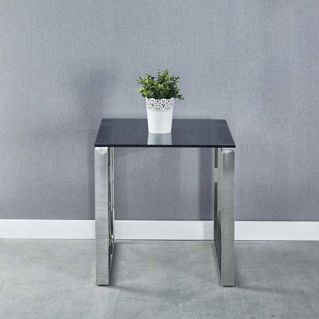 Modern-Square-Glass-Top-Side-Table-With-Stainless-Steel-Base-50cm