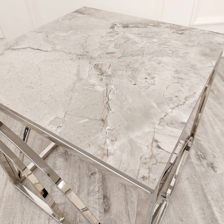 Modern-Square-Grey-Marble-Lamp-Table-Metal-Base-55cm