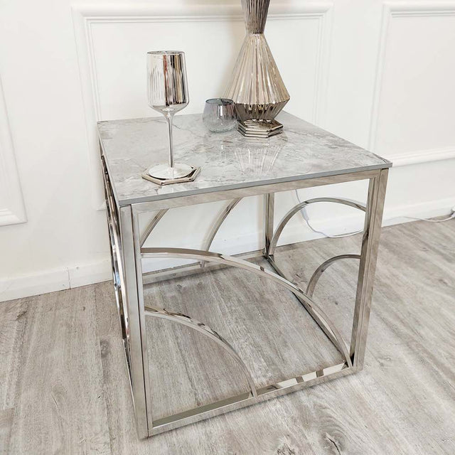 Modern-Square-Grey-Marble-Lamp-Table-Metal-Base-55cm