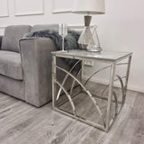 Modern-Square-Grey-Marble-Lamp-Table-Metal-Base-55cm