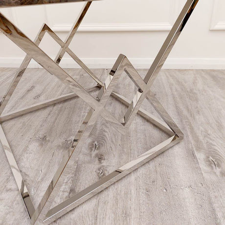 Modern-Square-Grey-Marble-Lamp-Table-Metal-Chrome-Base-55cm