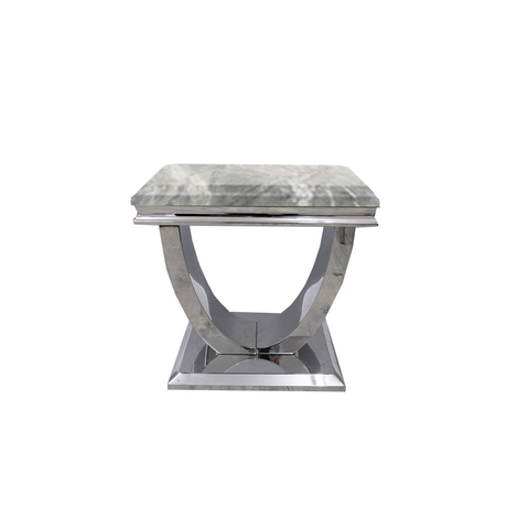 Modern-Square-Grey-Marble-side-Table-Metal-Pedestal-Base-50cm