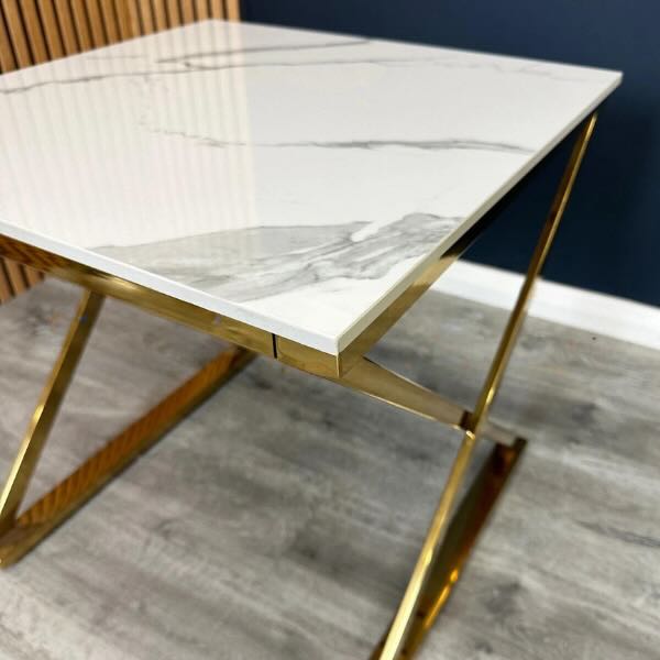 Modern-Square-White-Marble-Lamp-Table-Gold-Cross-Over-Base-50cm