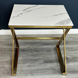 Modern-Square-White-Marble-Lamp-Table-Gold-Cross-Over-Base-50cm