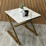 Modern-Square-White-Marble-Lamp-Table-Gold-Cross-Over-Base-50cm