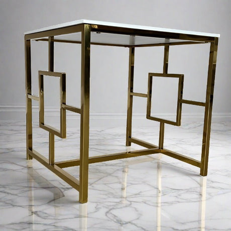 Modern-Square-White-Marble-Lamp-Table-Gold-Geometric-Base-55cm