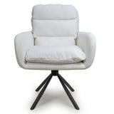 Elowen Modern White Corduroy Swivel Dining Chairs Set of 2