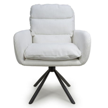 Elowen Modern White Corduroy Swivel Dining Chairs Set of 2