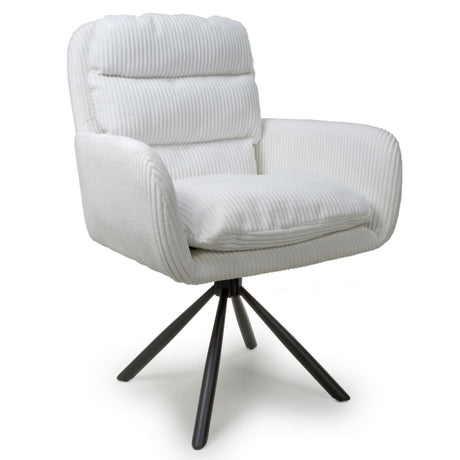 Elowen Modern White Corduroy Swivel Dining Chairs Set of 2