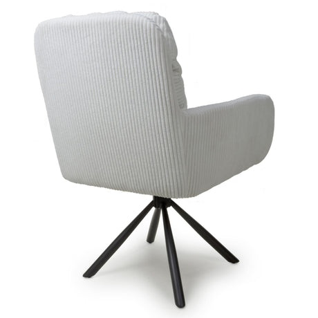 Elowen Modern White Corduroy Swivel Dining Chairs Set of 2