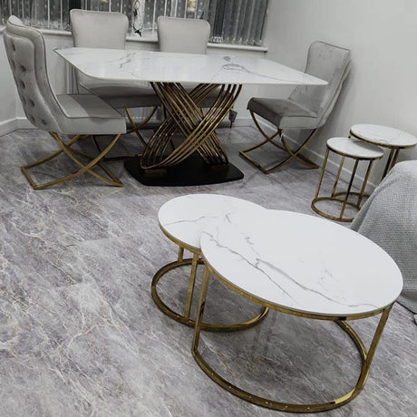 Modern-Tall-Round-Nesting-Coffee-Tables-White-Marble-Gold-Legs-Set-of-2