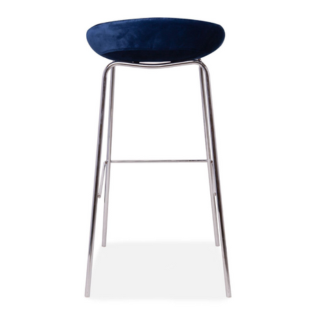    Modern-Blue-Velvet-Backless-Dining-Stool-Silver-Metal-Legs-Set-of-2