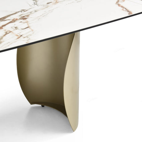 Palazzo Modern White And Gold Marble Extending Dining Table 200cm-300cm