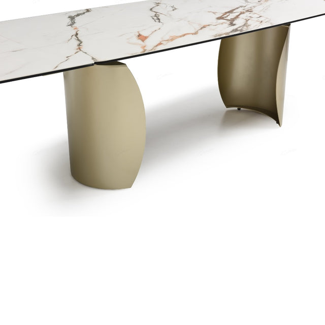 Palazzo Modern White And Gold Marble Extending Dining Table 200cm-300cm