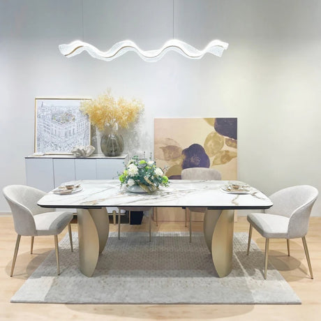 Palazzo Modern White And Gold Marble Extending Dining Table 200cm-300cm