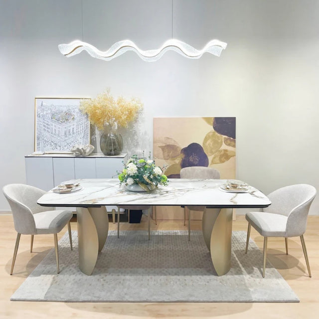 Palazzo Modern White And Gold Marble Extending Dining Table 200cm-300cm